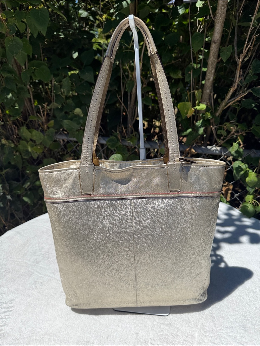 Coach Audrey Gold Perforated Leather Tote Shoulder Bag, No. 17041 - Picture 5 of 16